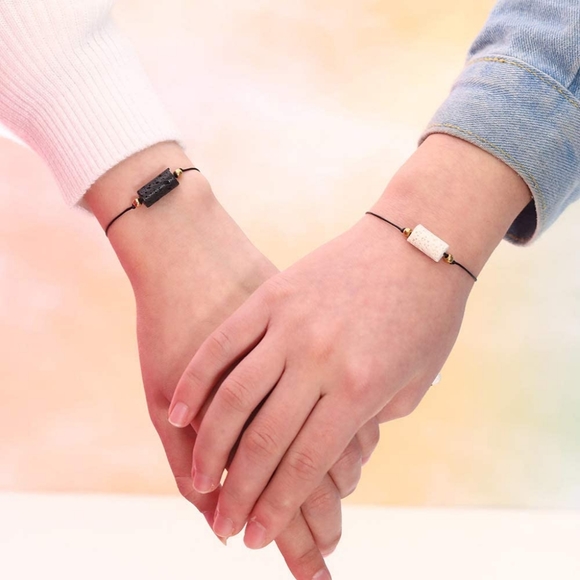 Simple Volcanic Stone Bracelet Pinky Swear Matching Set - Picture 7 of 8